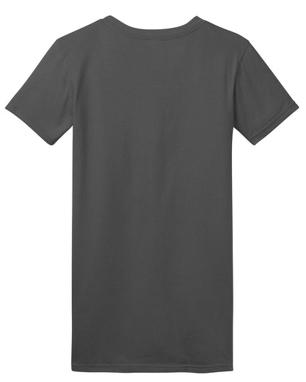 District Women's Fitted The Concert Tee in charcoal, showcasing a stylish fitted black T-shirt with a round neckline.