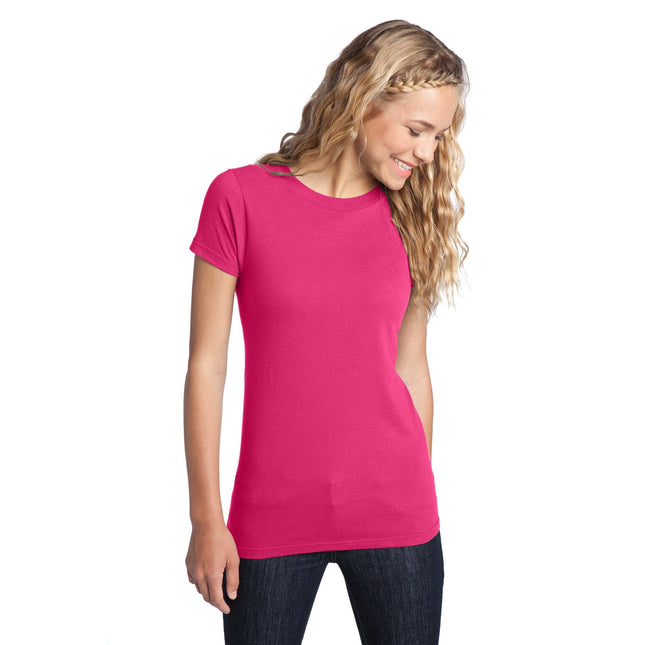 District Women's Fitted The Concert Tee in Dark Fuchsia, front view showing soft cotton fabric and fitted cut.