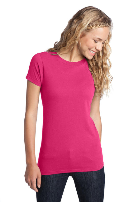District Women's Fitted The Concert Tee in Dark Fuchsia, front view showing soft cotton fabric and fitted cut.