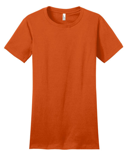 District Women's Fitted The Concert Tee in deep orange, showing the snug fit and vibrant color of the casual cotton T-shirt.