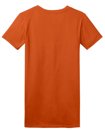 District Women's Fitted The Concert Tee in Deep Orange, showing a casual short-sleeve T-shirt with a fitted style and vibrant color.