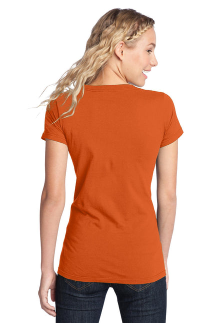 District Women's Fitted The Concert Tee in deep orange, showcasing a casual short-sleeve T-shirt with a fitted design.