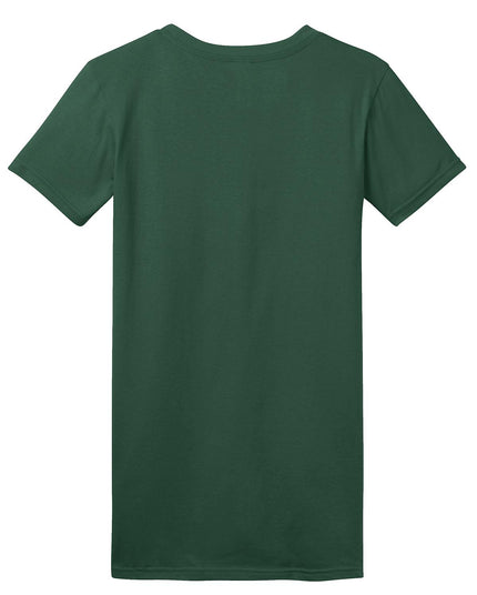 District Women's Fitted The Concert Tee in Forest Green, showcasing a close-up of the soft, fitted T-shirt with a round neckline.