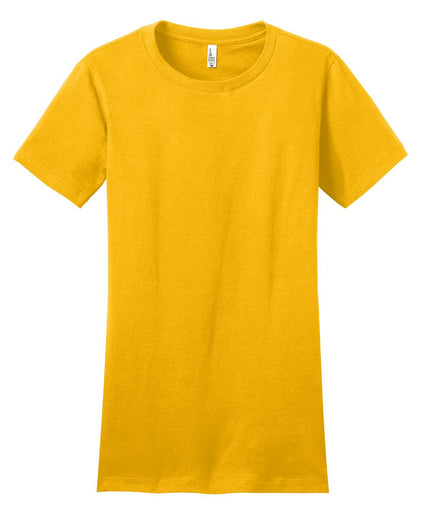 District Women's Fitted The Concert Tee DT5001 in gold, showcasing a stylish fitted t-shirt with a round neckline and casual fit.