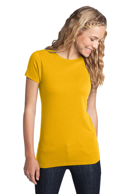 District Women's Fitted The Concert Tee DT5001 in gold, showcasing a stylish fitted T-shirt with a vibrant gold color.