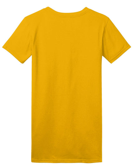 District Women's Fitted The Concert Tee DT5001 in gold, showing a close-up of the fitted gold concert T-shirt with stylish design.