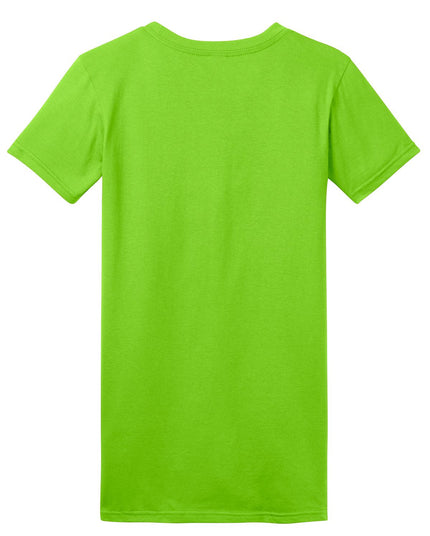 District Women's Fitted The Concert Tee in neon green, showcasing a casual, stylish t-shirt with a fitted cut and round neckline.