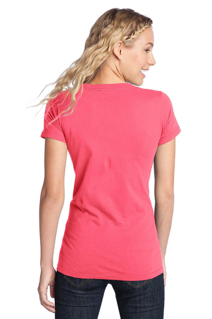 District Women's Fitted The Concert Tee in vibrant neon pink, casual short-sleeve T-shirt with a fitted style.