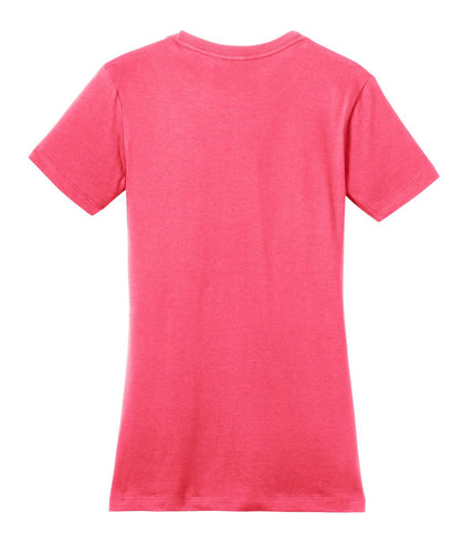 District Women's Fitted The Concert Tee in neon pink, showcasing a stylish, fitted T-shirt with a vibrant color and casual design.