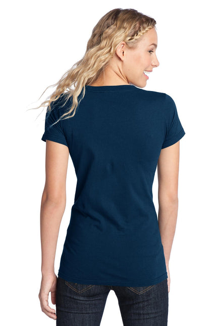 District Women's Fitted The Concert Tee in New Navy, showing a close-up of the soft, fitted cotton t-shirt with a round neckline.