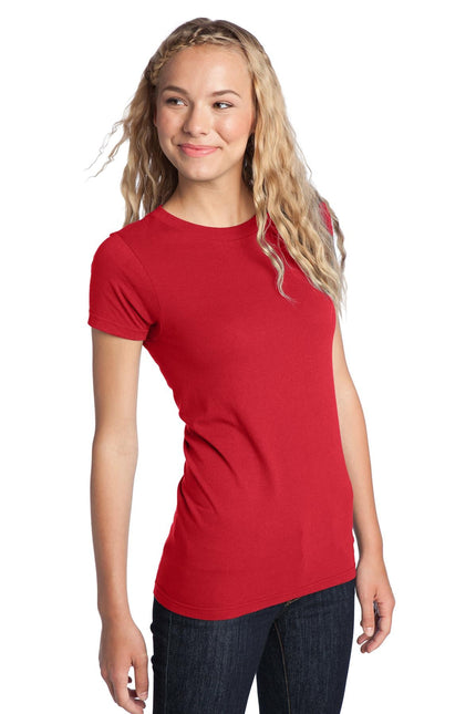 District Women's Fitted The Concert Tee in New Red, showcasing the stylish, form-fitting design and vibrant color.