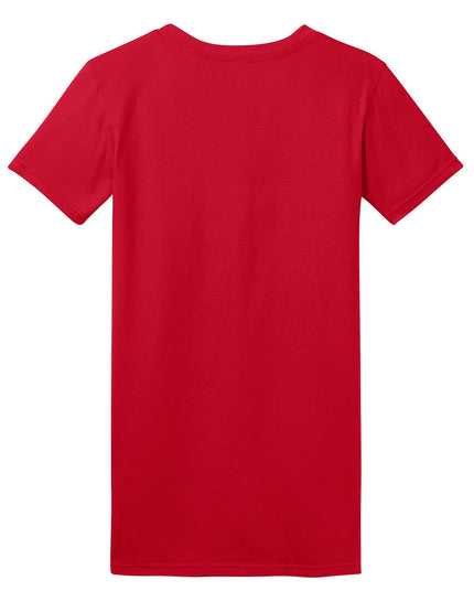 District Women's Fitted The Concert Tee in vibrant red, showcasing a stylish, fitted T-shirt with classic band-inspired design.