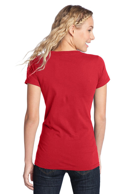 District Women's Fitted The Concert Tee in vibrant red, showcasing a stylish and comfortable fitted T-shirt design.
