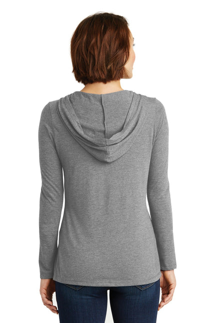District Women's Perfect Tri Long Sleeve Hoodie in Grey Frost, soft fabric with a relaxed fit and stylish long sleeves.