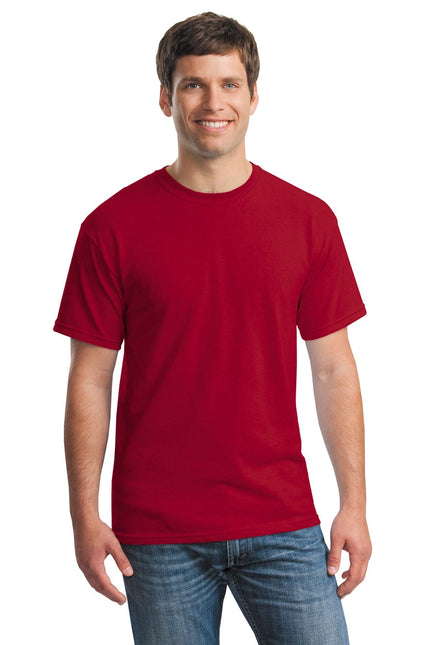 Gildan Heavy Cotton 100% Cotton T-Shirt in Antique Cherry Red, front view showing soft fabric and classic fit.