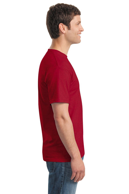 Gildan Heavy Cotton 100% Cotton T-Shirt in Antique Cherry Red, front view showing soft fabric and classic fit.