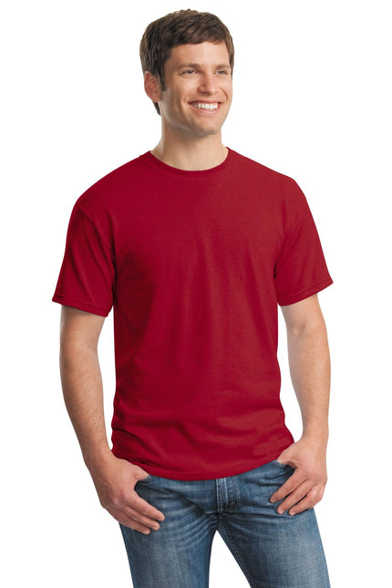 Gildan Heavy Cotton 100% Cotton T-Shirt in Antique Cherry Red, front view, soft fabric, classic fit, casual style.
