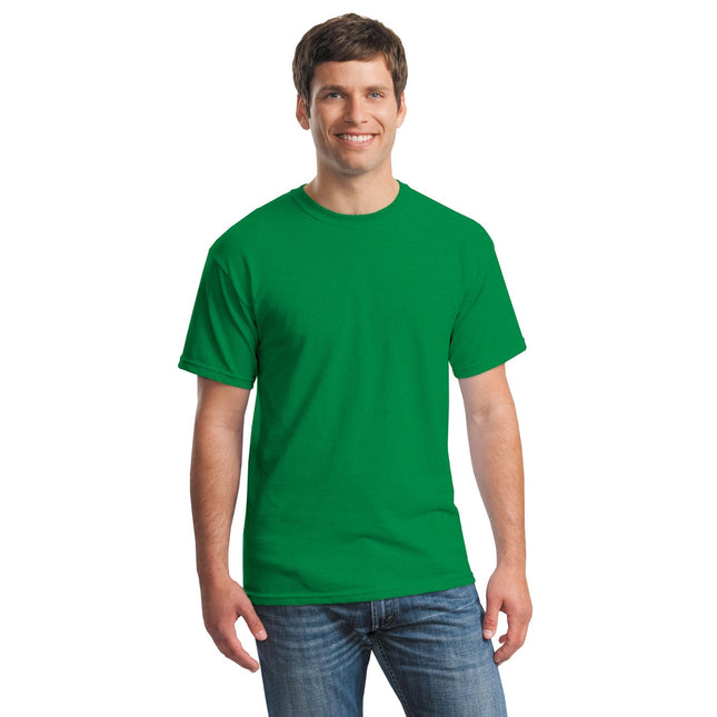 Gildan Heavy Cotton 100% Cotton T-Shirt in Antique Irish Green, front view showing the soft fabric and classic fit.