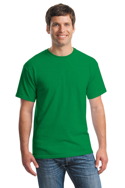 Gildan Heavy Cotton 100% Cotton T-Shirt in Antique Irish Green, front view showing the soft fabric and classic fit.