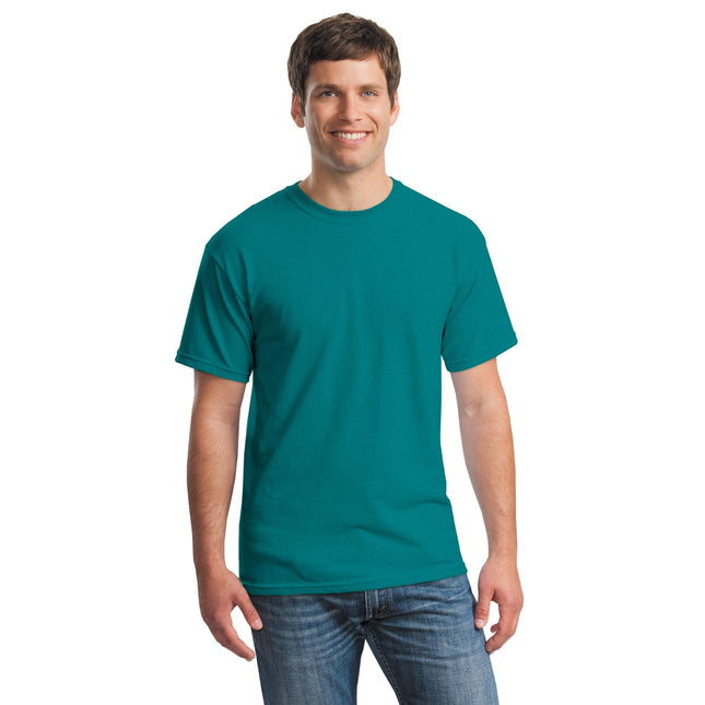 Gildan Heavy Cotton 100% Cotton T-Shirt in Antique Jade Dome, front view showing the soft fabric and classic fit.
