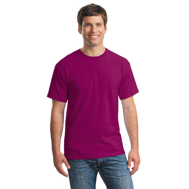 Gildan Heavy Cotton 100% Cotton T-Shirt in berry color with crew neck and short sleeves, front view.