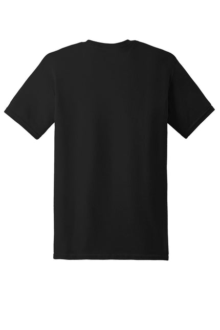 Black Gildan Heavy Cotton 100% Cotton T-Shirt, front view showing classic crew neck and short sleeves.