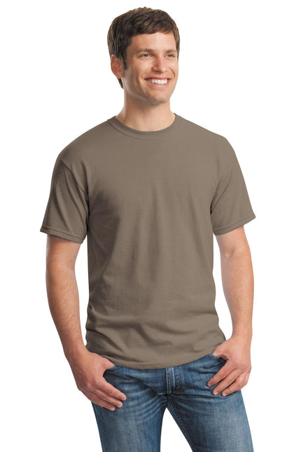 Gildan Heavy Cotton 100% Cotton T-Shirt in Brown Savana, showcasing the soft fabric and classic fit.