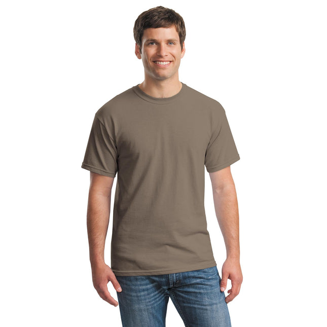 Gildan Heavy Cotton 100% Cotton T-Shirt in Brown Savana color, showing the front view of the casual T-shirt.