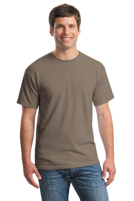 Gildan Heavy Cotton 100% Cotton T-Shirt in Brown Savana color, showing the front view of the casual T-shirt.