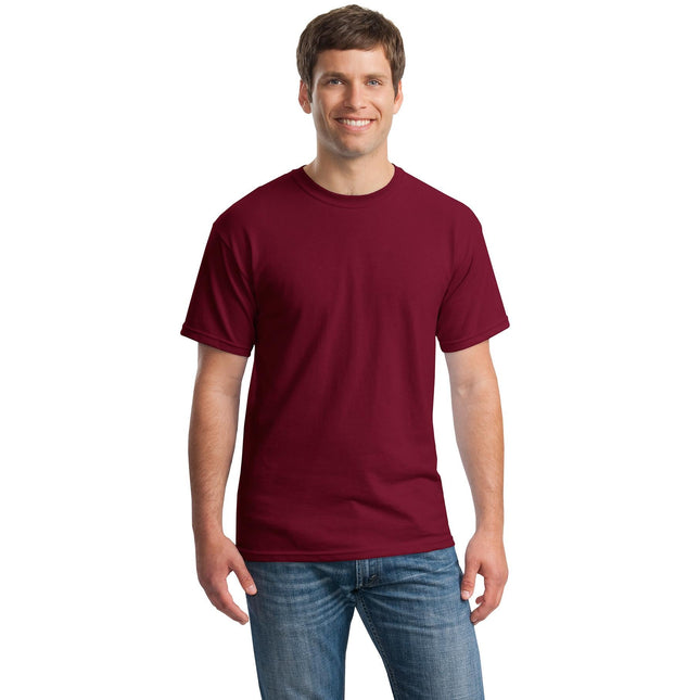 Gildan Heavy Cotton 100% Cotton T-Shirt in Cardinal Red, front view showing soft fabric and classic fit.