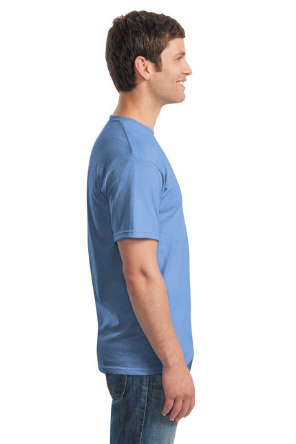 Gildan Heavy Cotton 100% Cotton T-Shirt in Carolina Blue, showcasing a classic fit and soft fabric for casual wear.
