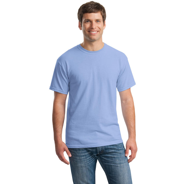 Gildan Heavy Cotton 100% Cotton T-Shirt in Carolina Blue, casual short-sleeve shirt with crew neck, displayed flat.
