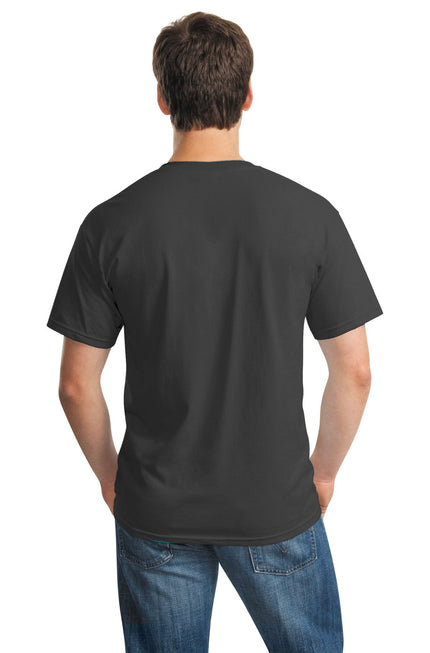 Gildan Heavy Cotton 100% Cotton T-Shirt in charcoal color, front view showing soft fabric and classic crew neckline.