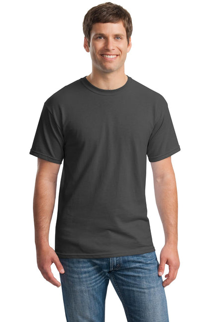 Charcoal Gildan Heavy Cotton 100% Cotton T-Shirt, front view showing classic fit and soft fabric texture.