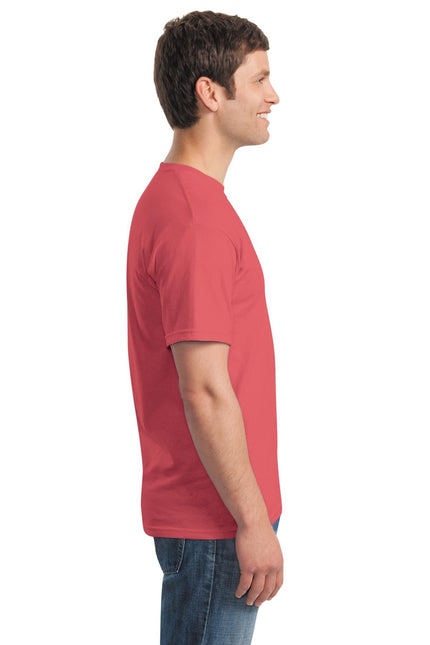 Gildan Heavy Cotton 100% Cotton T-Shirt in Coral Silk color, showcasing a casual fit and soft fabric.