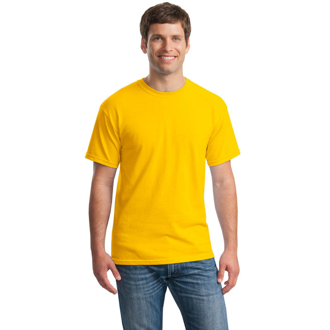 Gildan Heavy Cotton 100% Cotton T-Shirt in Daisy color, featuring a classic crew neck and short sleeves.