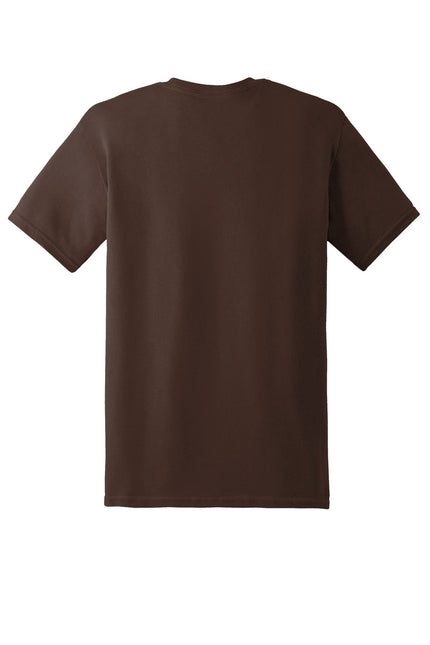 Gildan Heavy Cotton 100% Cotton T-Shirt in Dark Chocolate color, plain front view showing soft fabric and classic fit.