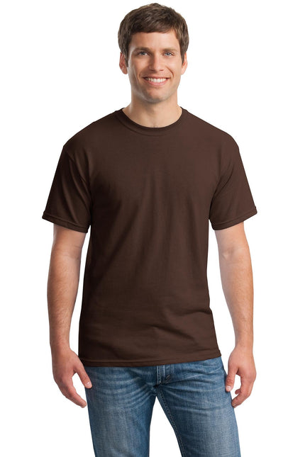 Gildan Heavy Cotton 100% Cotton T-Shirt in Dark Chocolate, front view showing the classic crew neck and smooth fabric.