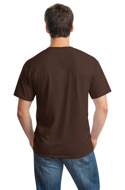Gildan Heavy Cotton 100% Cotton T-Shirt in dark chocolate color, showcasing the soft fabric and classic fit.
