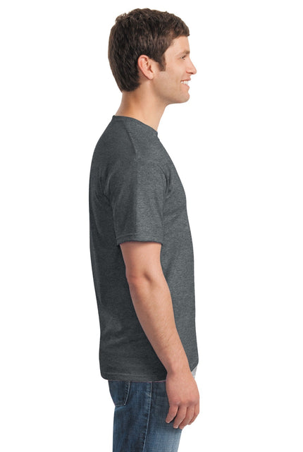 Gildan Heavy Cotton 100% Cotton T-Shirt in Dark Heather, showcasing a comfortable fit and soft fabric.