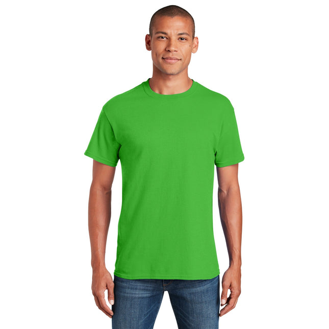 Gildan Heavy Cotton 100% Cotton T-Shirt in electric green, showcasing the vibrant color and classic fit.