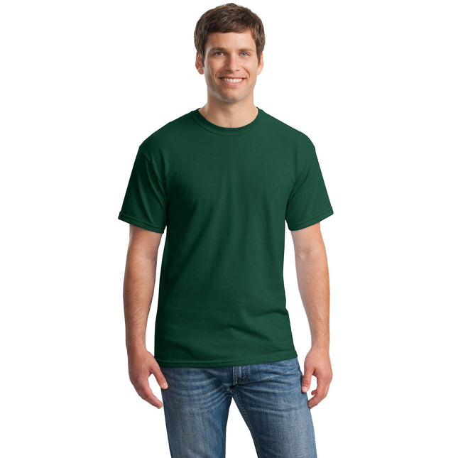 Gildan Heavy Cotton 100% Cotton T-Shirt in Forest green, casual fit, front view, soft fabric, ideal for everyday wear