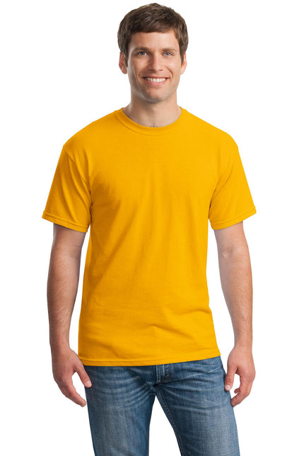 Gildan Heavy Cotton 100% Cotton T-Shirt in gold, size 5,000, with a smooth fabric and classic fit.