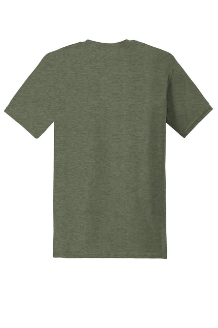 Gildan Heavy Cotton 100% Cotton T-Shirt in Heather Military Green, front view showing soft fabric and classic fit.