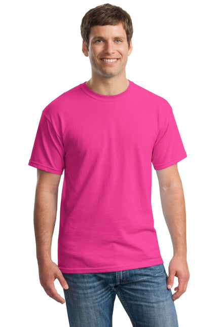 Gildan Heavy Cotton 100% Cotton T-Shirt in Heliconia color, front view showing soft fabric and classic fit.