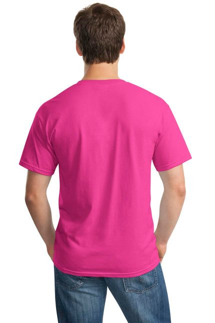 Gildan Heavy Cotton 100% Cotton T-Shirt in Heliconia color, front view displaying soft fabric and vibrant hue.