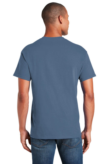 Gildan Heavy Cotton 100% Cotton T-Shirt in Indigo Blue, casual fit, front view showing soft fabric and classic crew neck style.