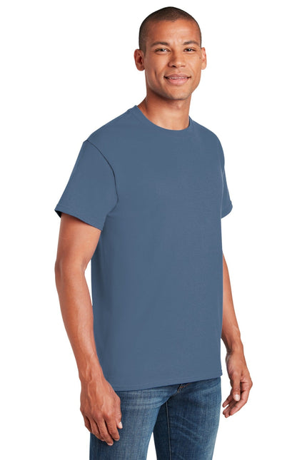 Gildan Heavy Cotton 100% Cotton T-Shirt in Indigo Blue, featuring a classic crewneck and short sleeves.