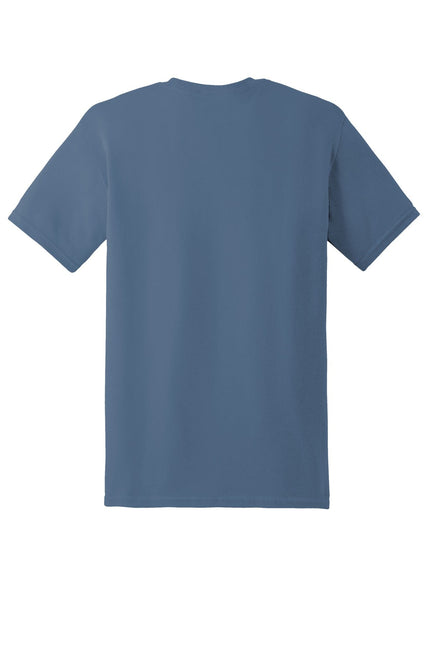 Gildan Heavy Cotton 100% Cotton T-Shirt in Indigo Blue, plain front, soft fabric, casual fit for everyday wear.