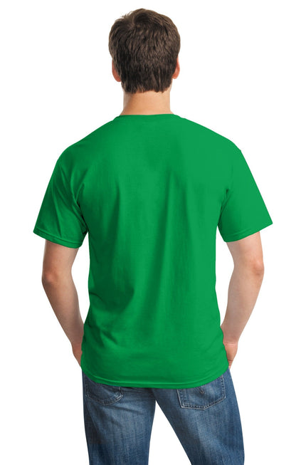 Gildan Heavy Cotton 100% Cotton T-Shirt in Irish Green, front view showing vibrant green fabric and classic fit.